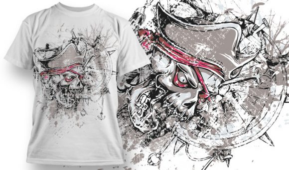 Unique skulled pirate T-shirt Design 740 1