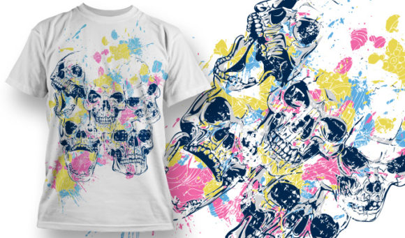 Skulls and patches of paint T-shirt Design 746 1