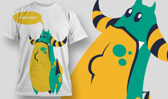 Cute monster T-shirt Design 804 1