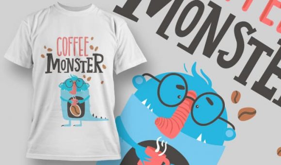 Coffee monster T-shirt Design 1162 1