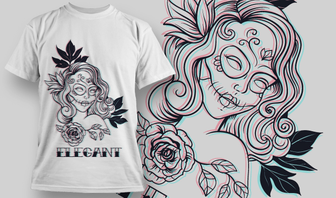 Girl skull T-shirt Design 920 - Designious