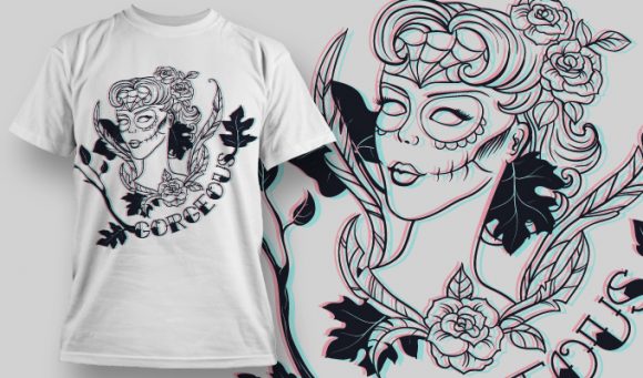 Girl skull T-shirt Design 921 1