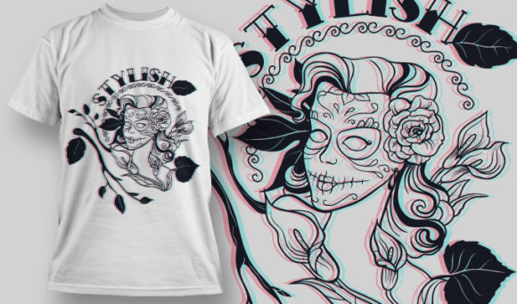 Girl skull T-shirt Design 922 1