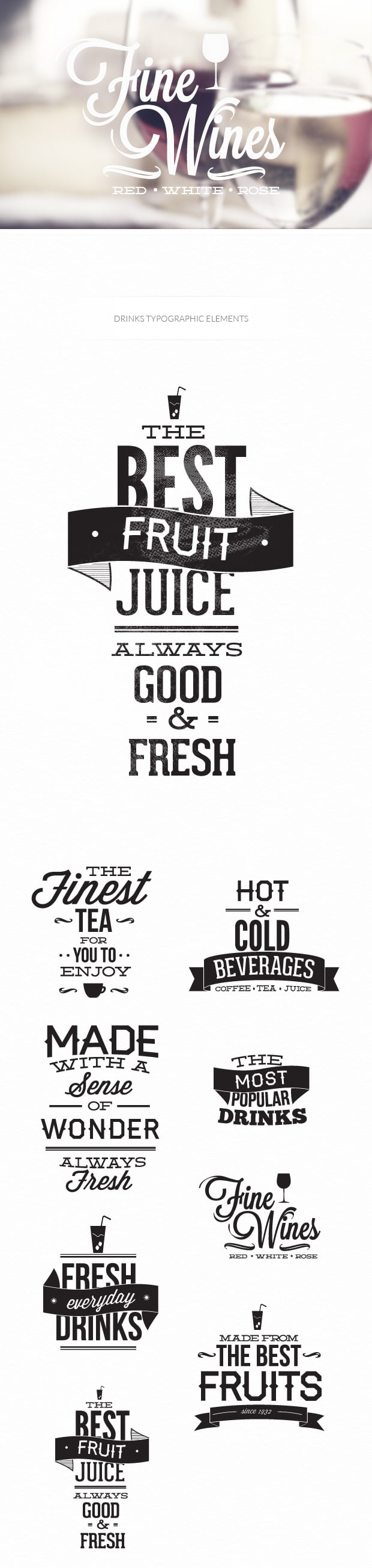 Drinks typographic elements 6