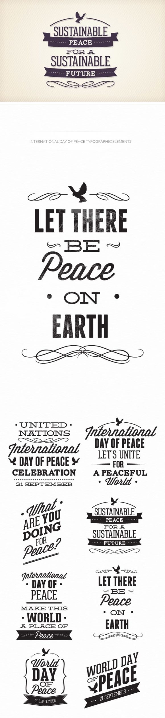 International day of peace typographic elements 5
