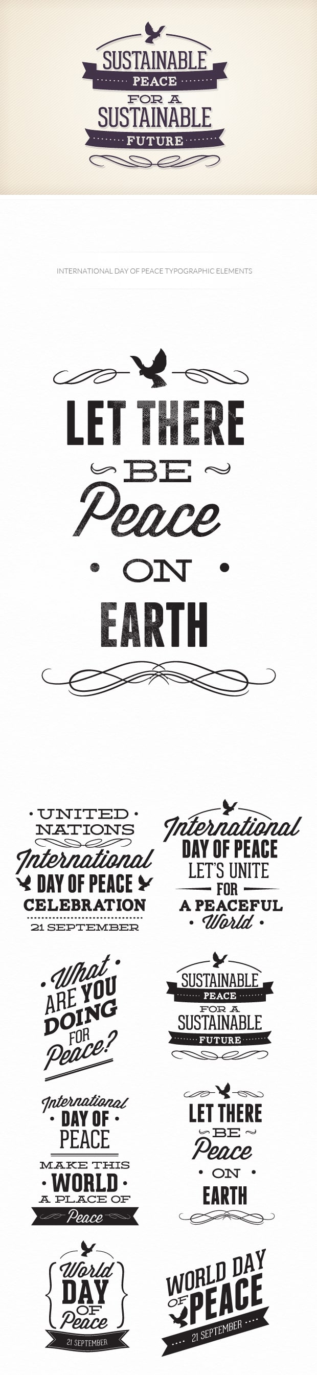 International day of peace typographic elements 6