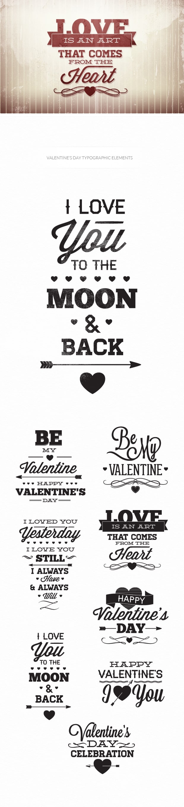 Valentine's day typographic elements 6