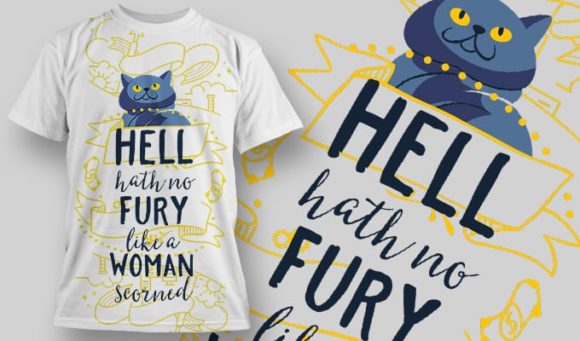 Hell hath no fury like a woman screamed T-Shirt Design 1295 1