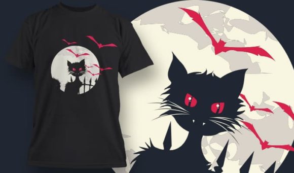 Halloween cat T-Shirt Design 1326 1