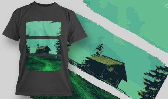 Forest cabin T-Shirt Design 1358 1
