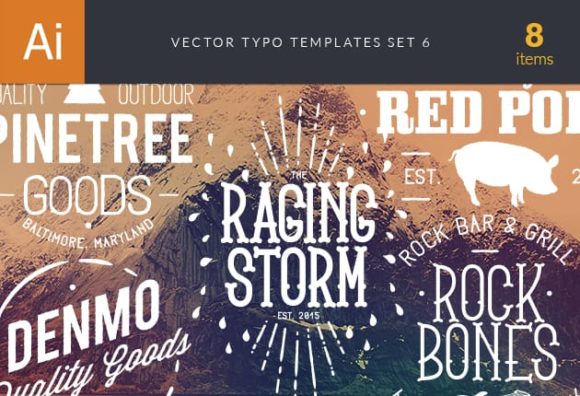 Vector Typography Templates Set 6 1