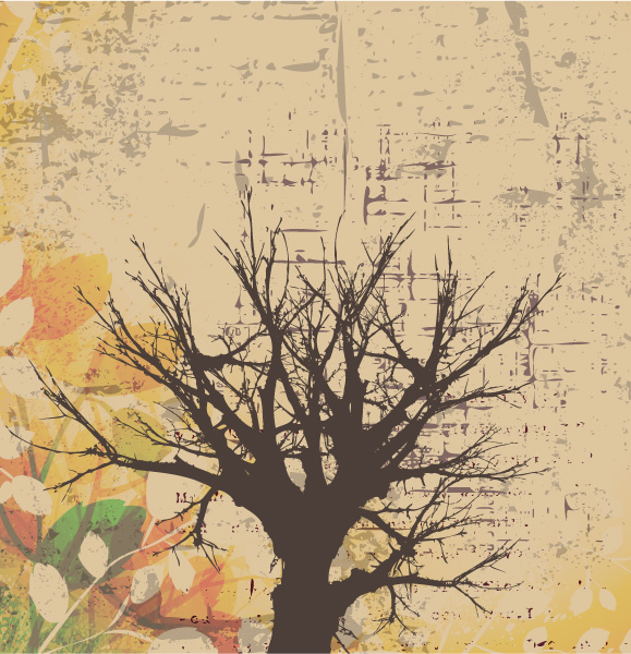 Special Grunge Vector: Grunge Background With Tree Vector Illustration 1