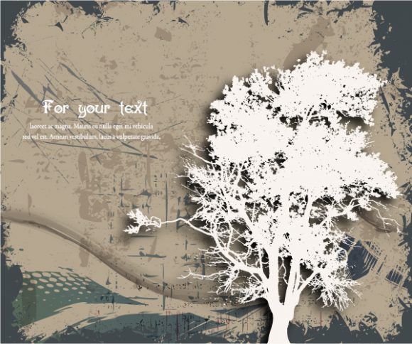 Buy Tree Vector Graphic: Grunge Background With Tree Vector Graphic Illustration 1