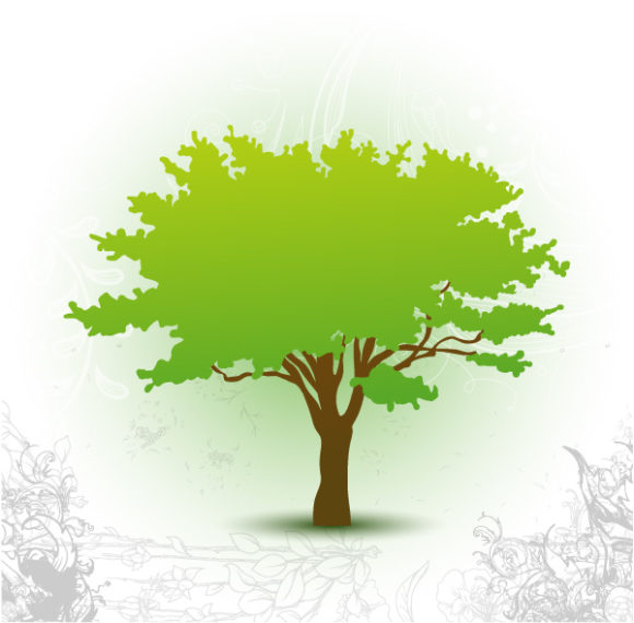 Buy Green Vector Illustration: Vector Illustration Green Tree Background 1