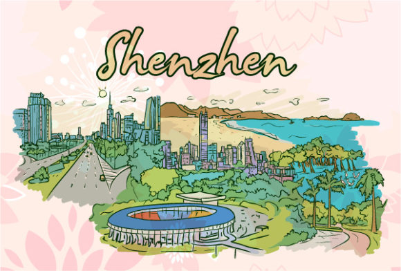 Illustration Vector Graphic: Shenzhen Doodles Vector Graphic Illustration 1