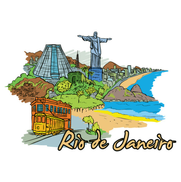 Janeiro Vector Graphic: Rio De Janeiro Doodles Vector Graphic Illustration 1