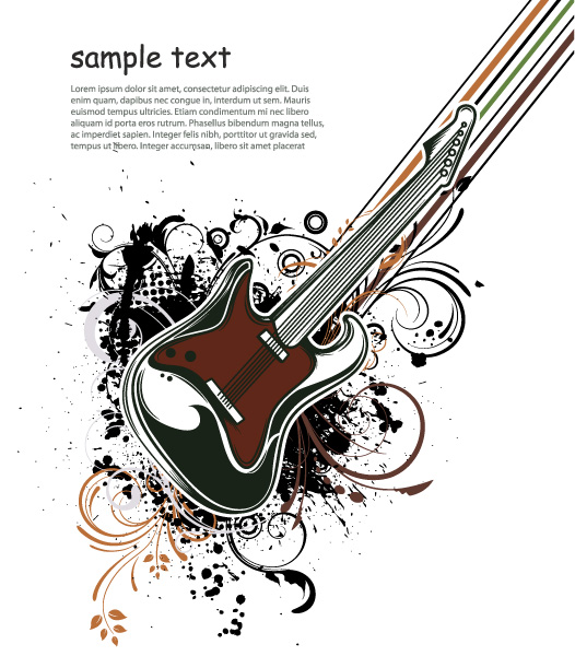 Gorgeous Music Vector Illustration: Vector Illustration Music Illustration With Guitar 1