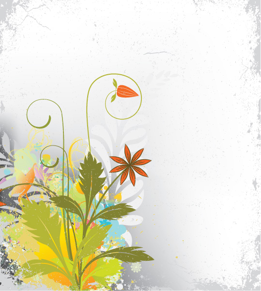 Brilliant Floral Vector Artwork: Grunge Floral Background Vector Artwork Illustration 1