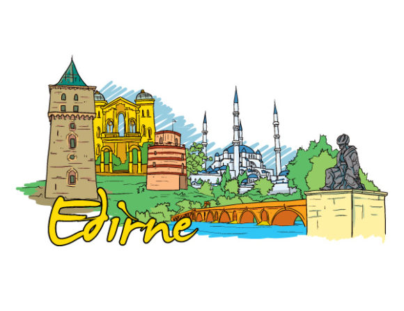 Insane Edirne Vector Background: Edirne Doodles Vector Background Illustration 1