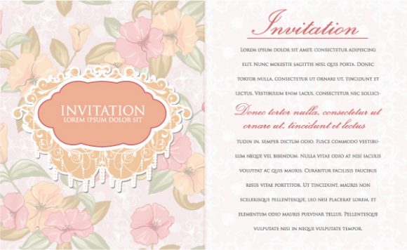 Vector, Flower, Invitation, Creative Vector Graphic Vintage Invitation Vector Illustration 1