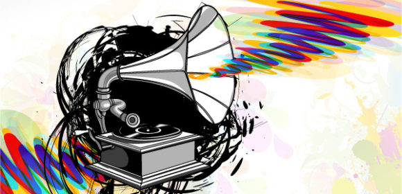 Bold Vector Vector: Vector Gramophone With Grunge 1