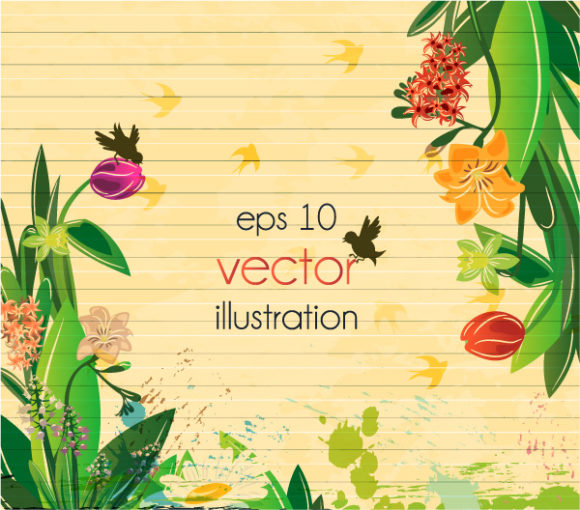 New Vector Vector Image: Vintage Floral Background Vector Image Illustration 1
