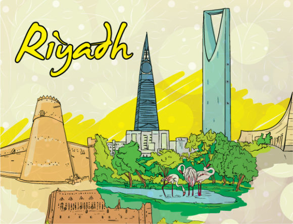 Tower Vector Illustration Riyadh Doodles Vector Illustration 1