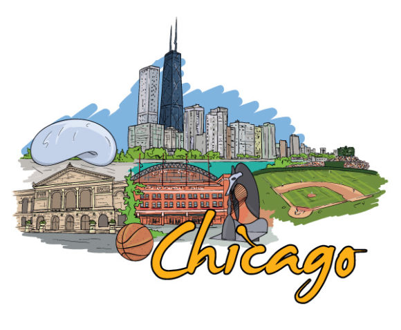 Lovely Basketball Vector Image: Chicago Doodles Vector Image Illustration 1