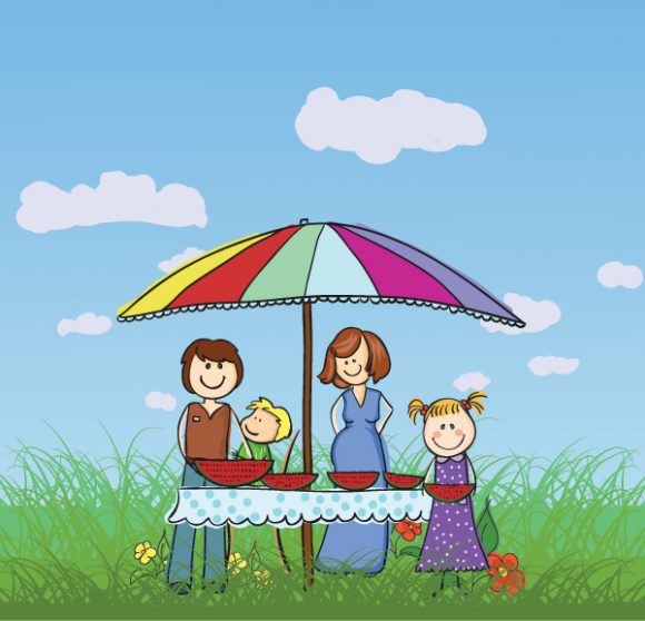 Vector, The, Illustration Vector Illustration Family In The Park Vector Background 1