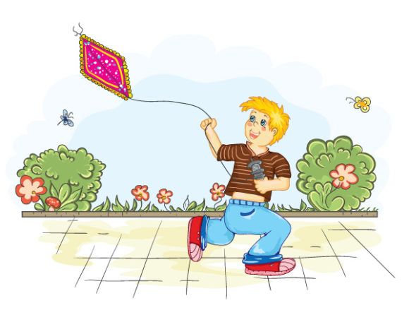 Best With Vector Background: Boy With Kite Vector Background Background 1