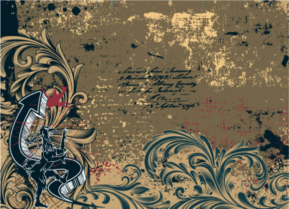Grunge, Illustration, Vector Vector Grunge Floral Background Vector Illustration 1