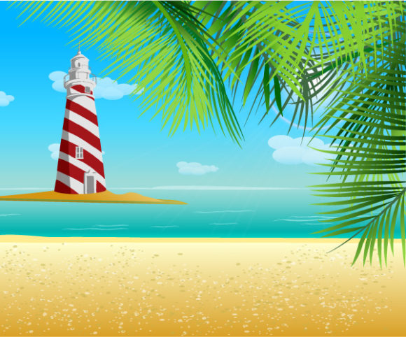 With Vector Graphic Summer Background With Light Tower Vector Illustration 1