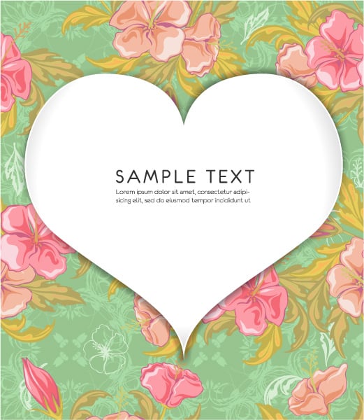 Gorgeous Shadow Vector Background: Heart With Floral Background Vector Background Illustration 1