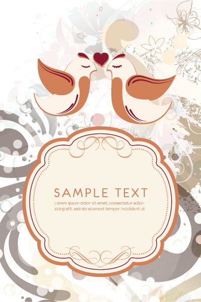 Gorgeous For Vector Image: Vector Image Love Birds With Frame For Text 1