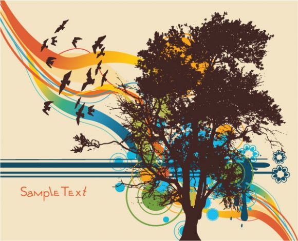 Surprising Colorful Vector Design: Vector Design Tree With Colorful Background 1