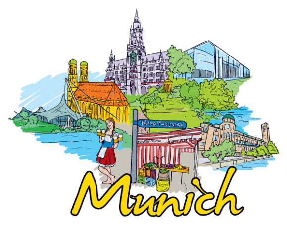 Special Creative Vector Illustration: Munich Doodles Vector Illustration Illustration 1