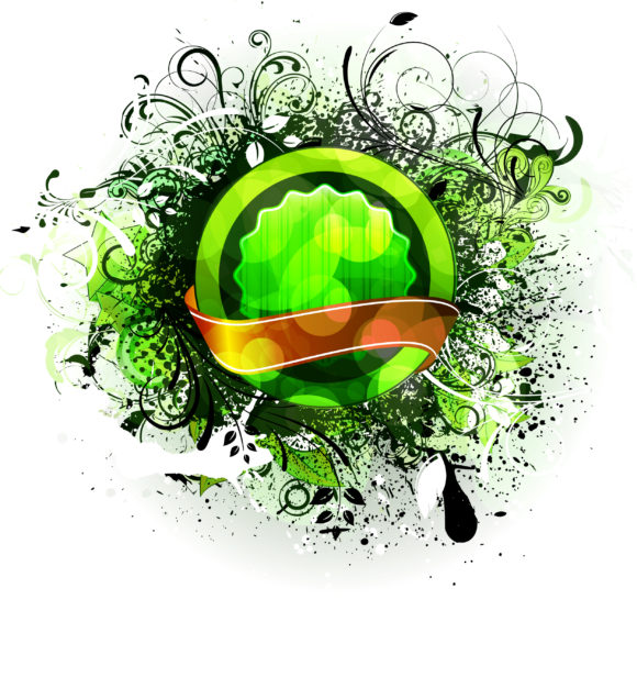 Floral, Label, Green, Eco, Illustration Vector Art Green Label With Floral Vector Illustration 1