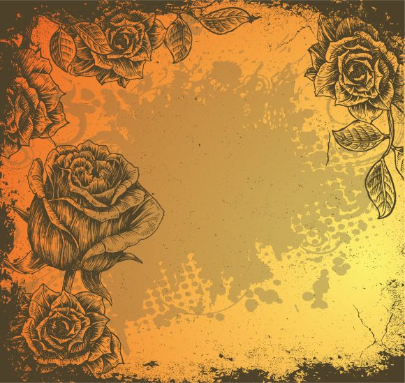 Background Vector Illustration Vector Grunge Floral Background With Roses 1