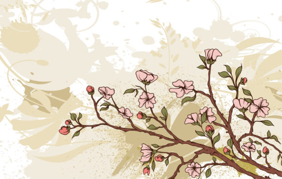 Special Floral Eps Vector: Grunge Floral Background Eps Vector Illustration 1