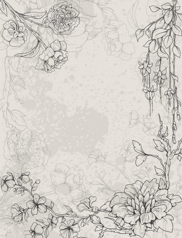 Floral, Illustration Vector Graphic Grunge Floral Background Vector Illustration 1