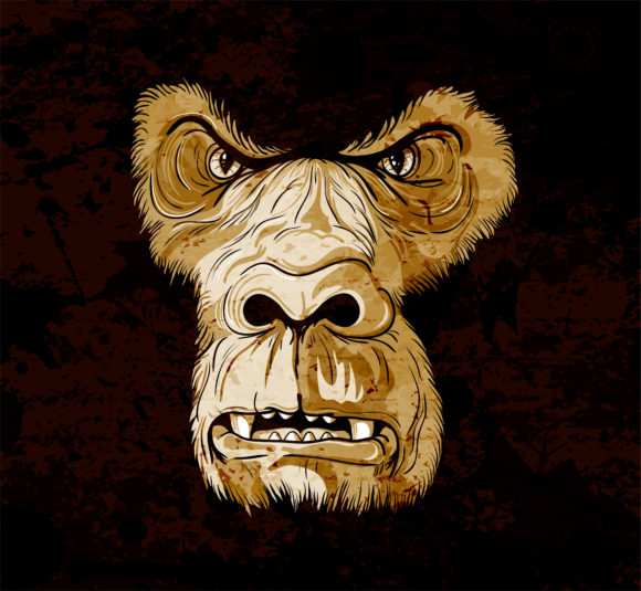 Vector Vector Art: Vector Art Grunge Gorilla Face 1