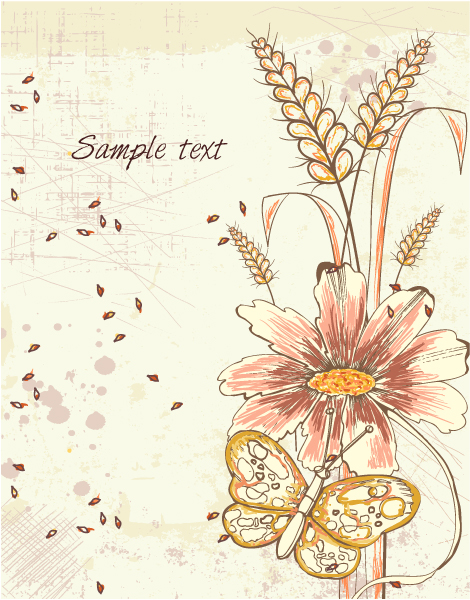 Vector, With, Butterfly, Floral Vector Art Vector Colorful Floral Background With Butterfly 1