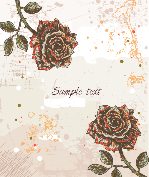 Buy Floral Vector Design: Vector Design Colorful Floral Background With Roses 1