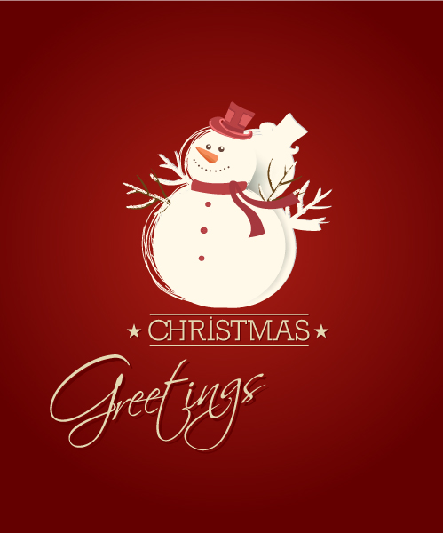 Lovely With Vector Image: Christmas Vector Image Illustration With Snowman 1