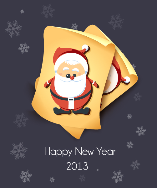 Gorgeous Illustration Vector Graphic: Christmas Vector Graphic Illustration With Old Paper And Santa Sticker 1