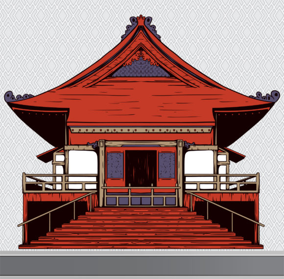 Stunning Element Vector Artwork: Japanese Temple Vector Artwork Design Element 1