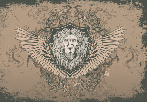 Lion Eps Vector Vector Vintage Background With Lion Head 1