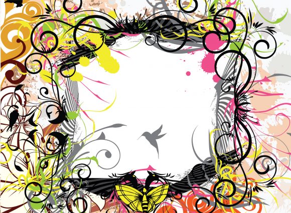 Insane Leaf Vector Graphic: Grunge Floral Background Vector Graphic Illustration 1