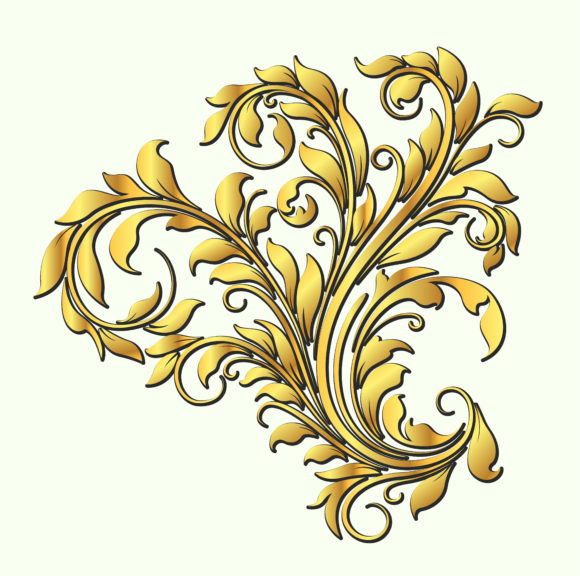 Surprising Gold Eps Vector: Eps Vector Gold Floral Element 1