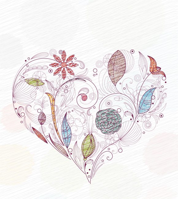Doodles, Of, Illustration, Made Vector Artwork Doodles With Heart Made Of Floral Vector Illustration 1